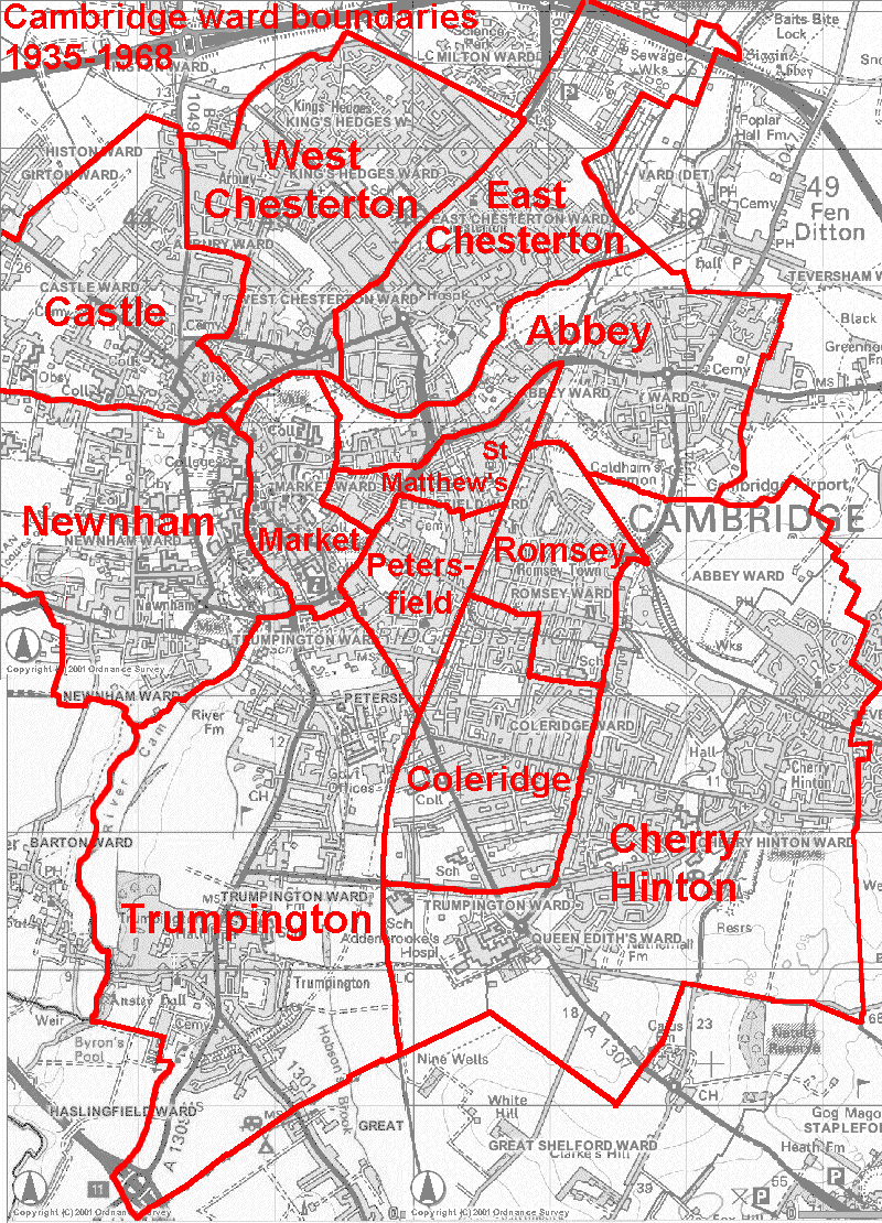 wards map 1935-1968